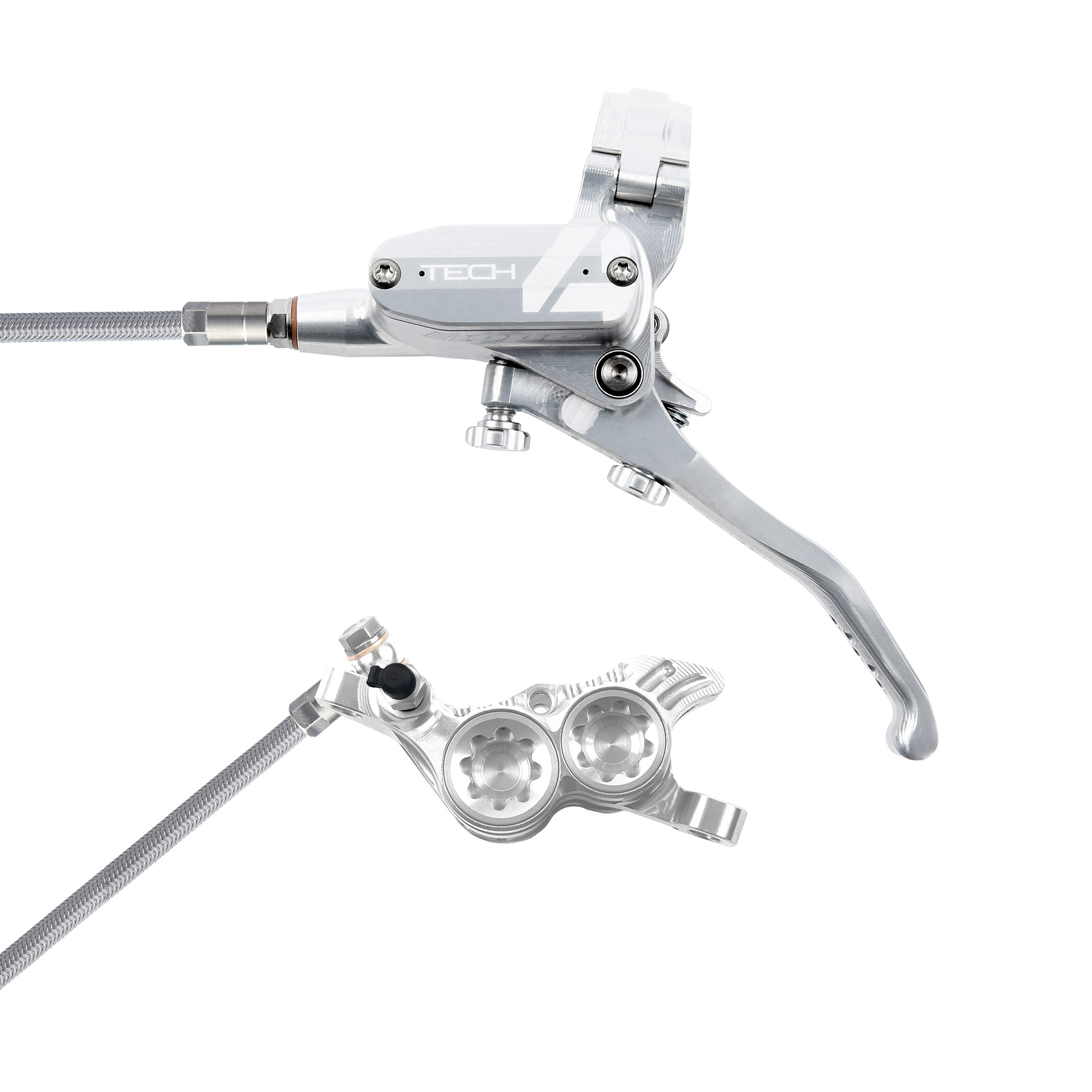 Hope Tech 4 V4 Hydraulic Disc Brake Kit, Inc Lever, Hose, 4 Piston Caliper, Pads